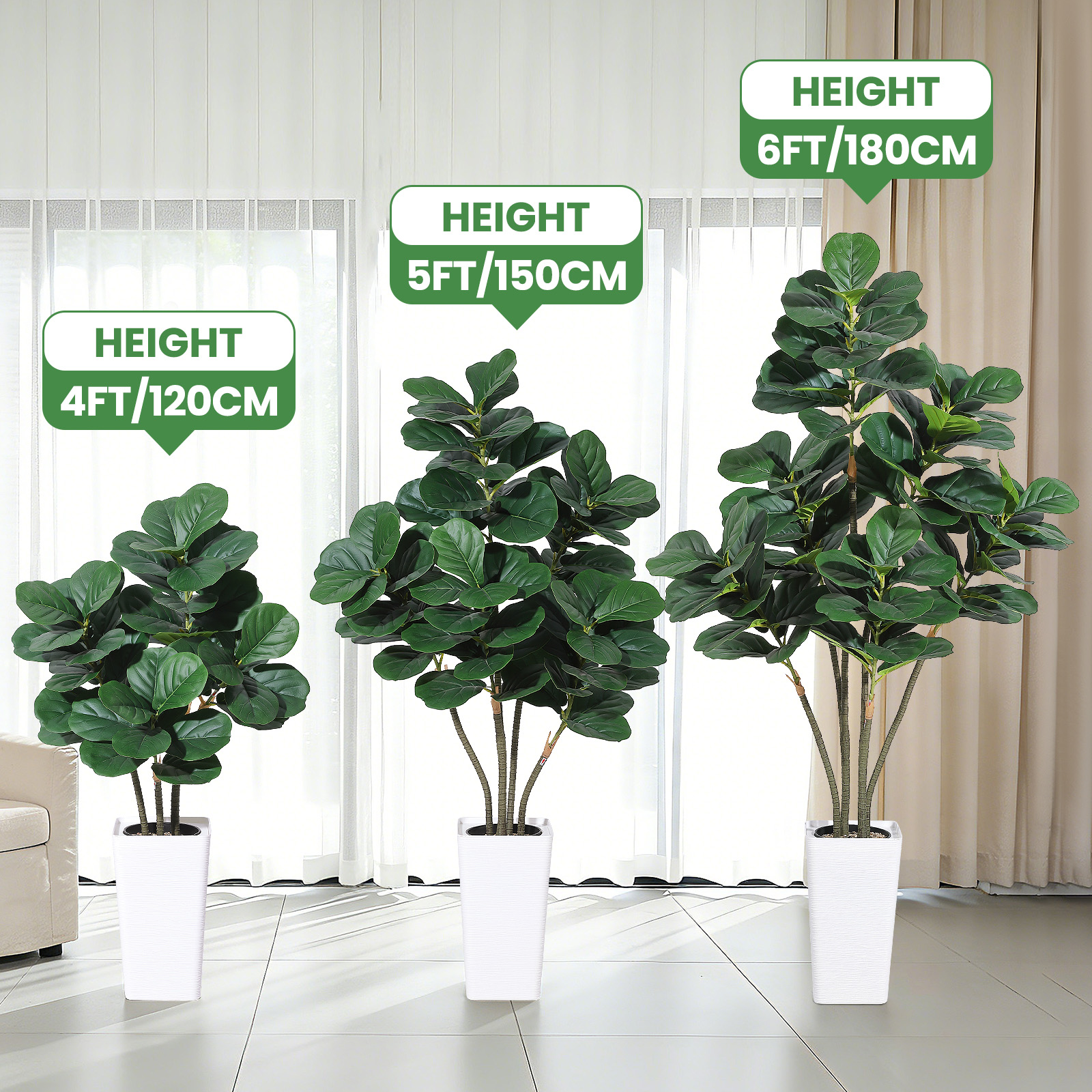 Ficus Lyrata Tree - Artificial Fiddle Leaf Tree,Faux Plant Fake
