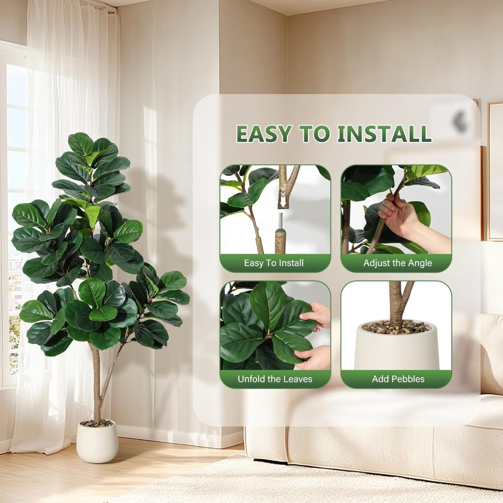 Lifelike Artificial Fiddle Lea – обзор и цена Ficus Lyrata Tree