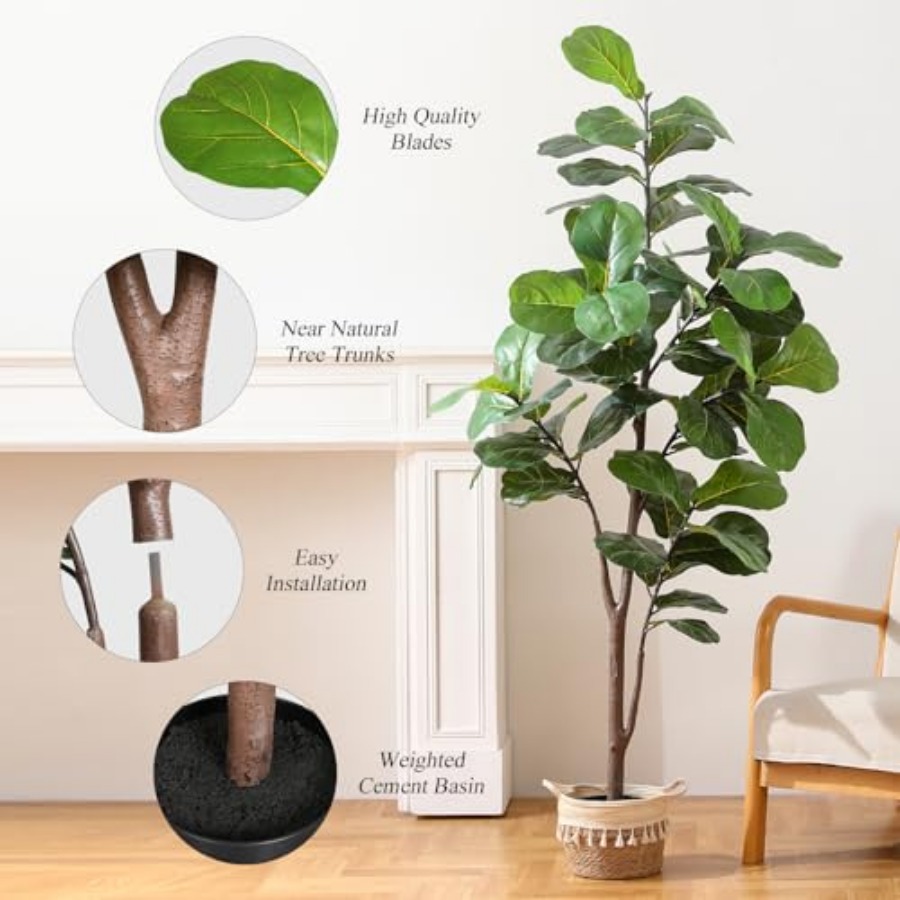 Artificial Fiddle Leaf Fig Tre – обзор и цена Ficus Lyrata Tree