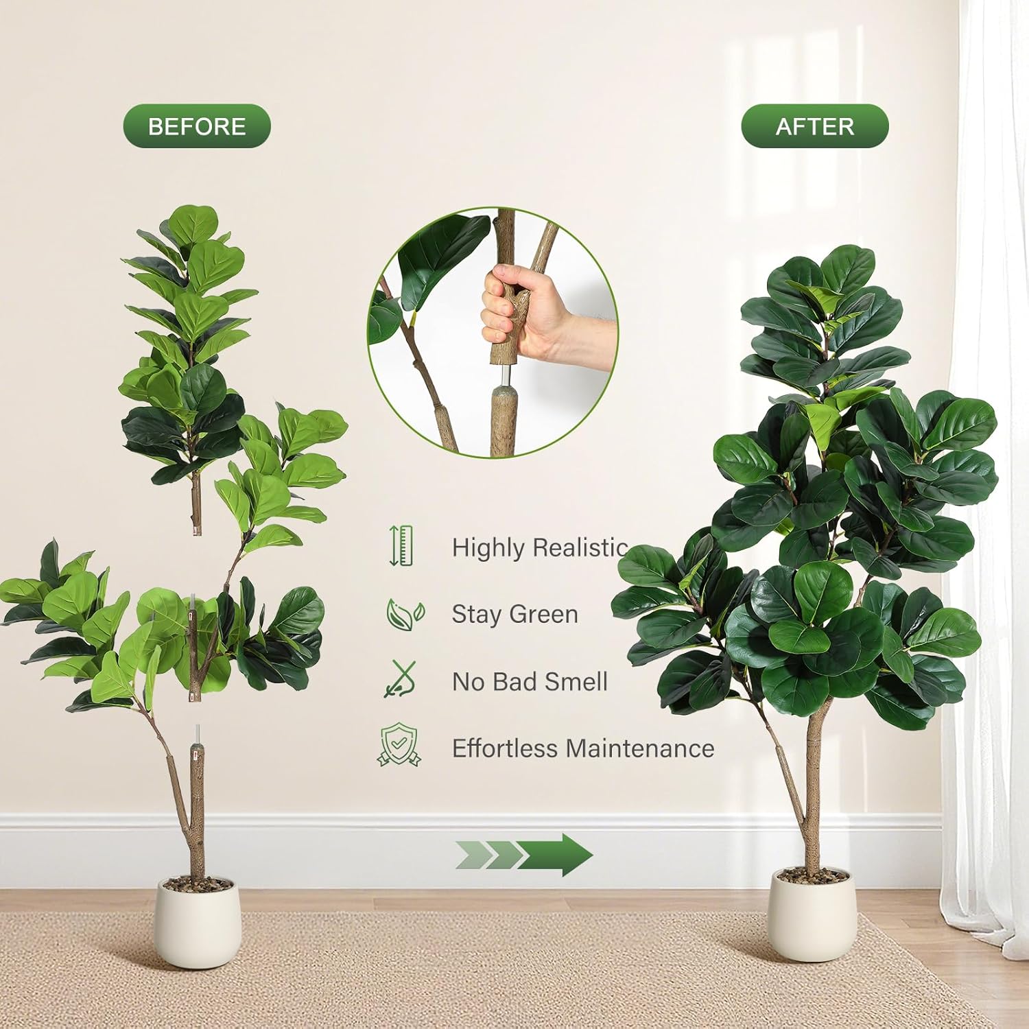 4-7 FT Fiddle Leaf Fig Tree Ar – обзор и цена Ficus Lyrata Tree