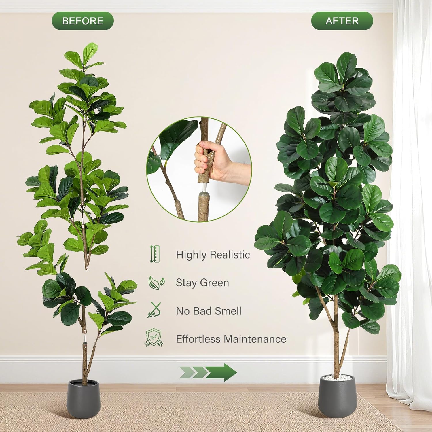 4FT/5FT/6FT/7FT Fiddle Leaf Fi – обзор и цена Ficus Lyrata Tree