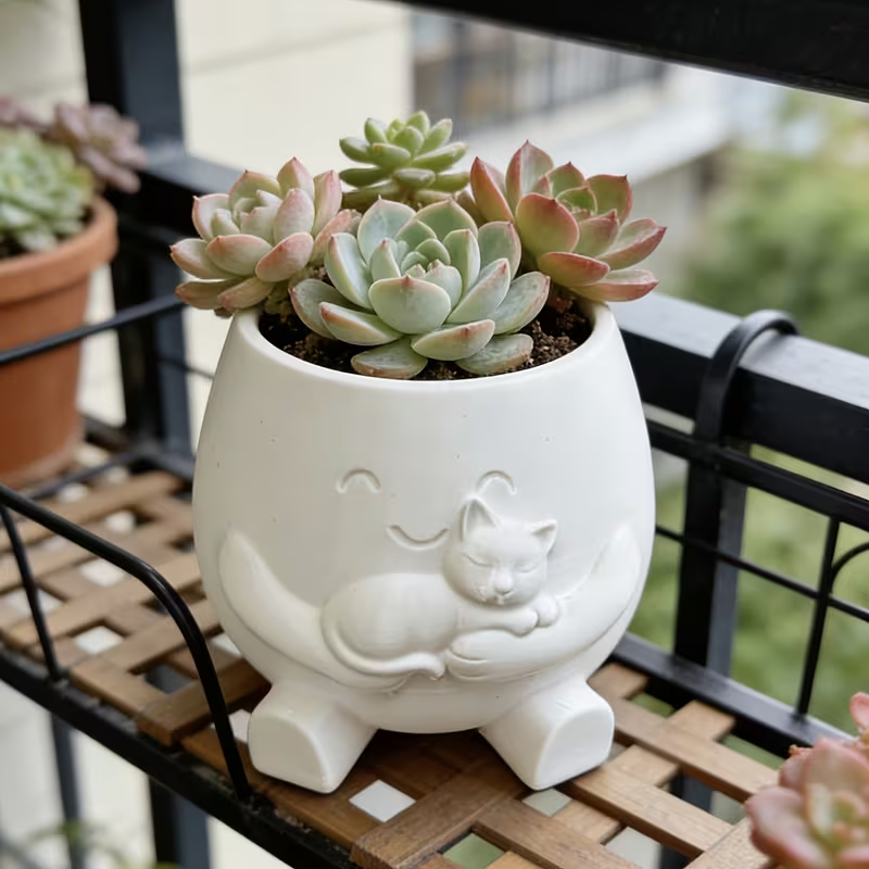 3D Printed Cat Flowerpot Decor – обзор и цена Echeveria Succulent