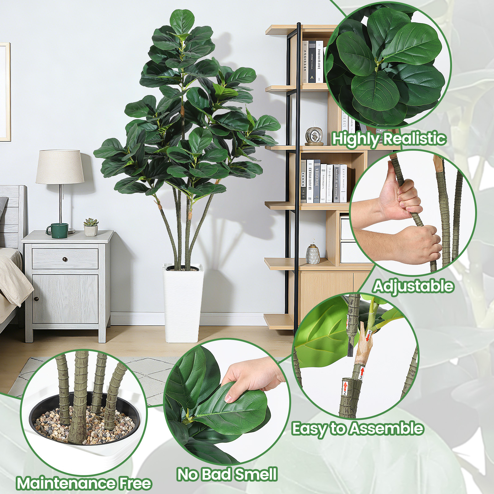 Artificial Fiddle Leaf Tree,Fa – обзор и цена Ficus Lyrata Tree